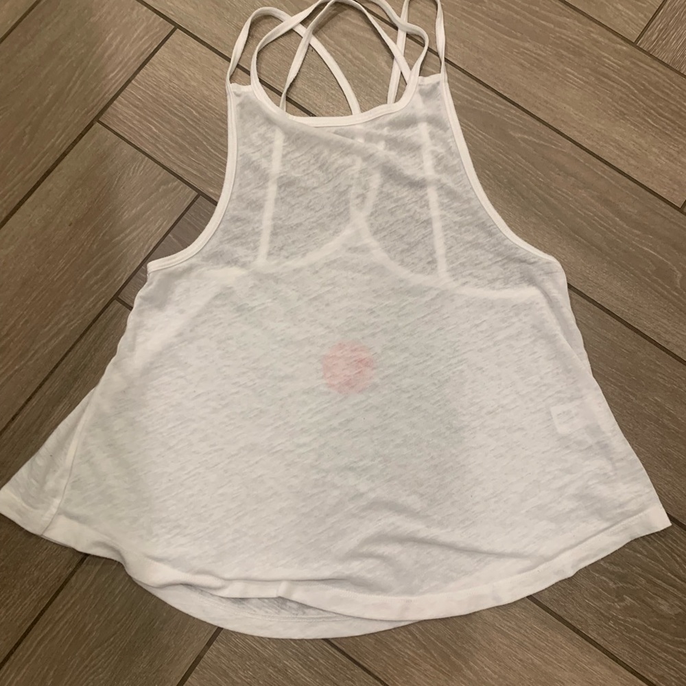 Pure Barre Strappy white tank with red logo XS